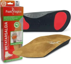 3/4 Length Orthotic Shoe Insoles with Built-in Raise for Ball of Foot Pain, Morton’s Neuroma, Flat Feet - Metatarsalgia (S (Men's 6-7.5, Women's 7.5-9))
