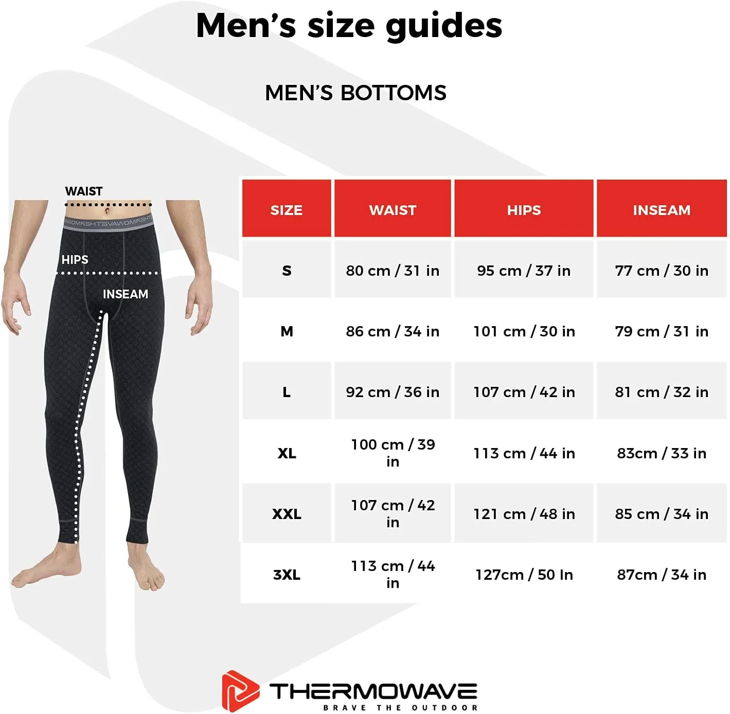 3in1 Merino Wool Base Layer Mens Pants - Long Johns for Men - Mens Thermal Underwear 330 GSM