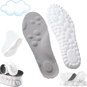 4D Insoles - 4D Cloud Technology Insole - Super Soft, Ultra Comfort Insoles, 4D Sports Shoes Insoles, Acupoint Massage Insole for Foot & Joint Support (10-11, Gray)