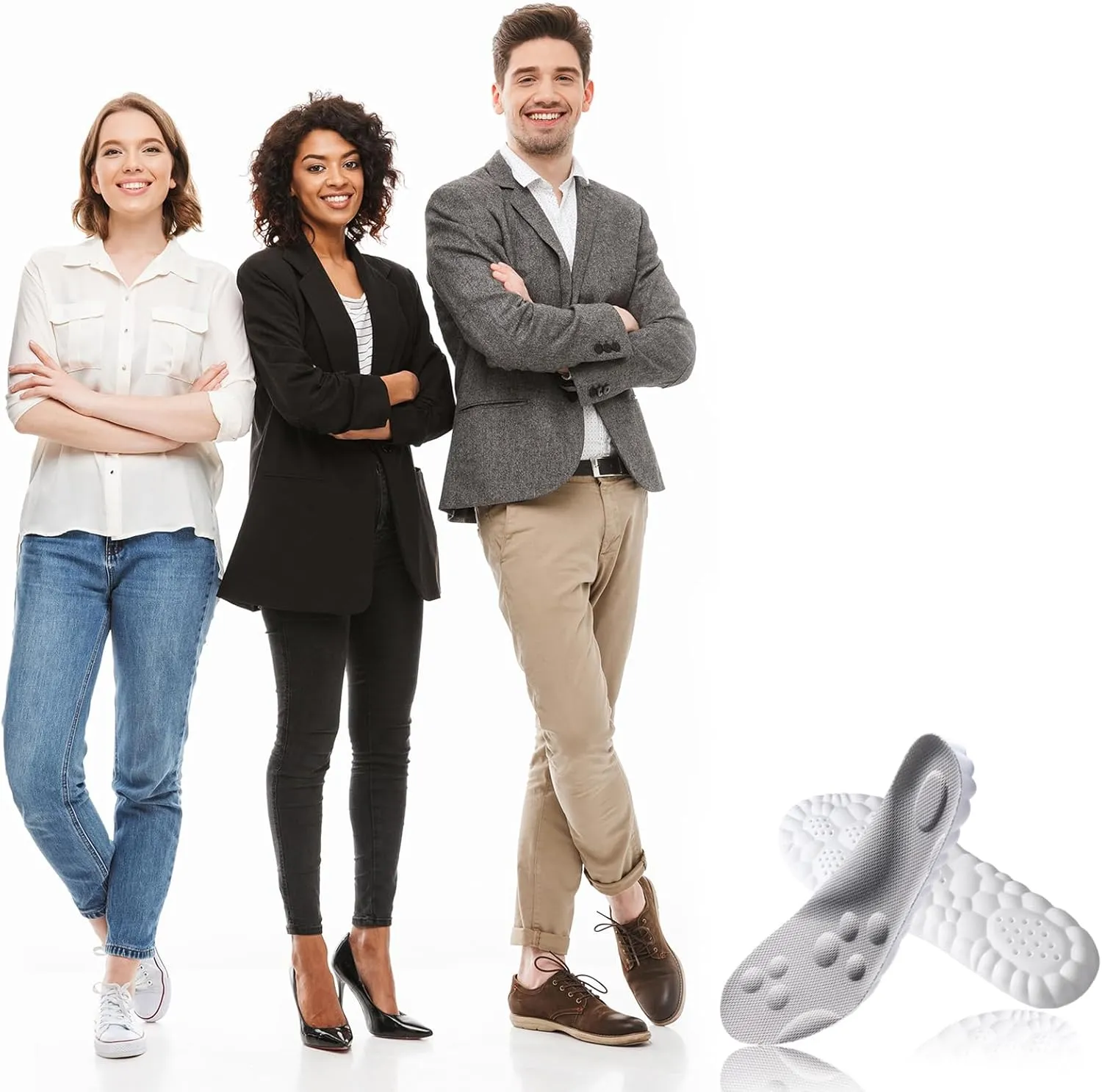 4D Insoles - 4D Cloud Technology Insole - Super Soft, Ultra Comfort Insoles, 4D Sports Shoes Insoles, Acupoint Massage Insole for Foot & Joint Support (10-11, Gray)