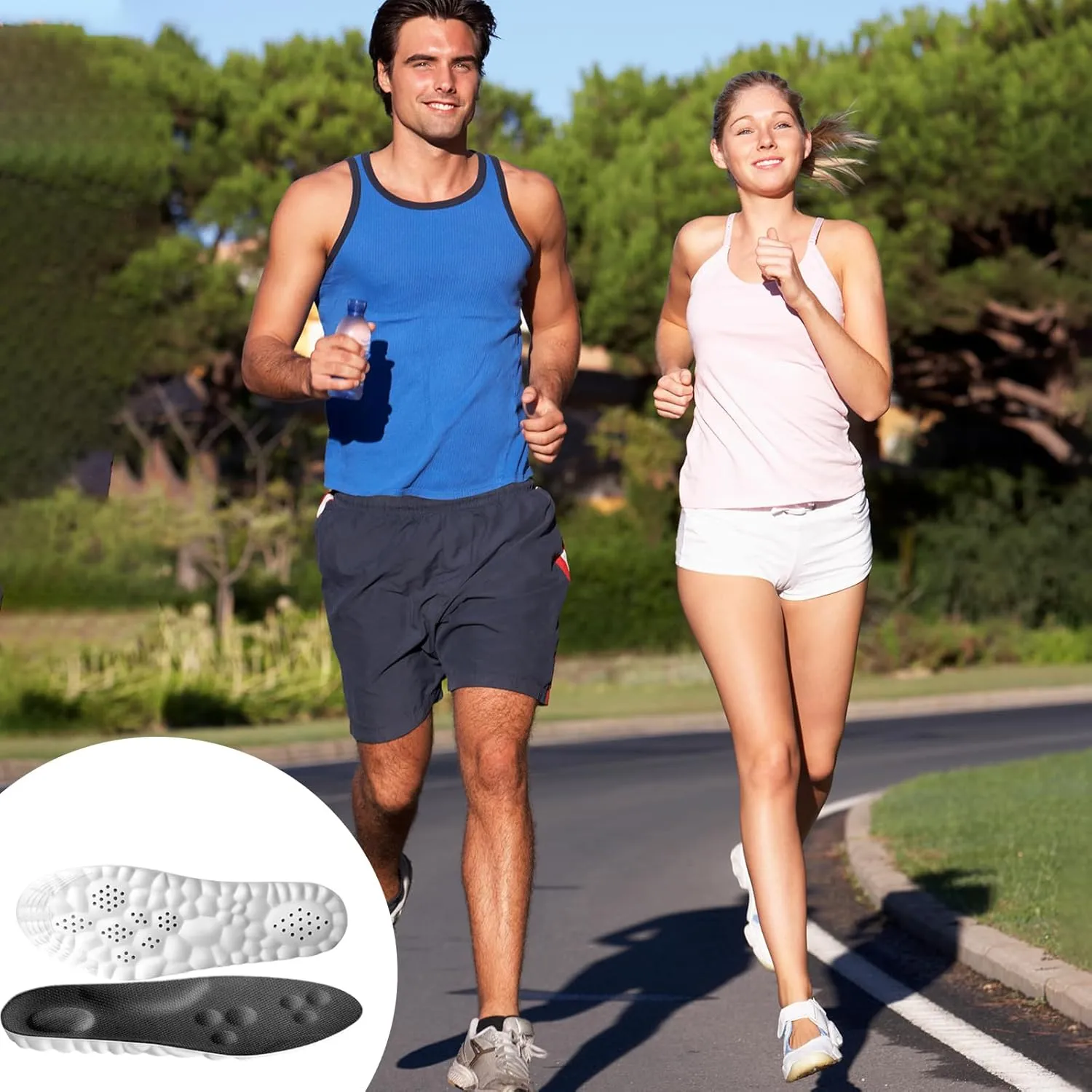 4D Insoles - 4D Cloud Technology Insole - Super Soft, Ultra Comfort Insoles, 4D Sports Shoes Insoles, Acupoint Massage Insole for Foot & Joint Support (9-10, Black)