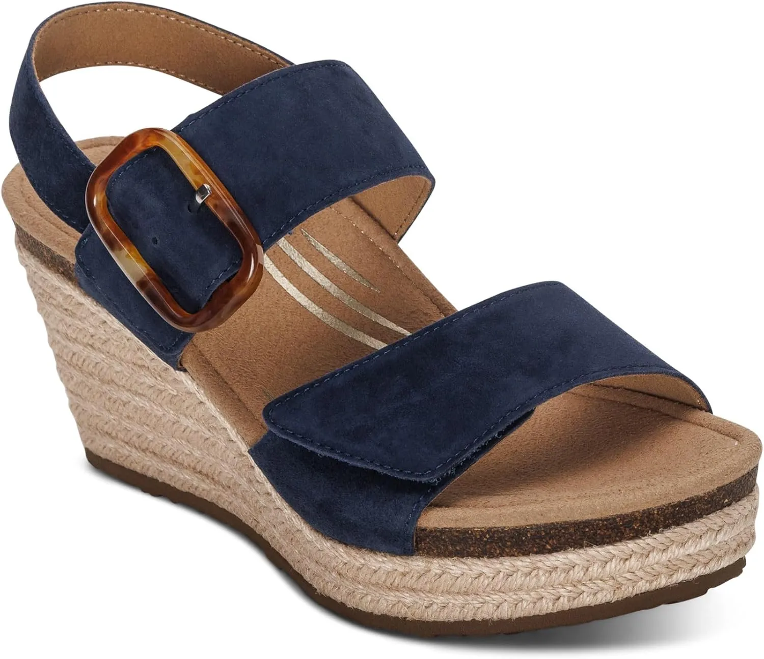 Aetrex Women's Ashley Orthopedic Sandals- Suede Wedge Arch Support Sandals