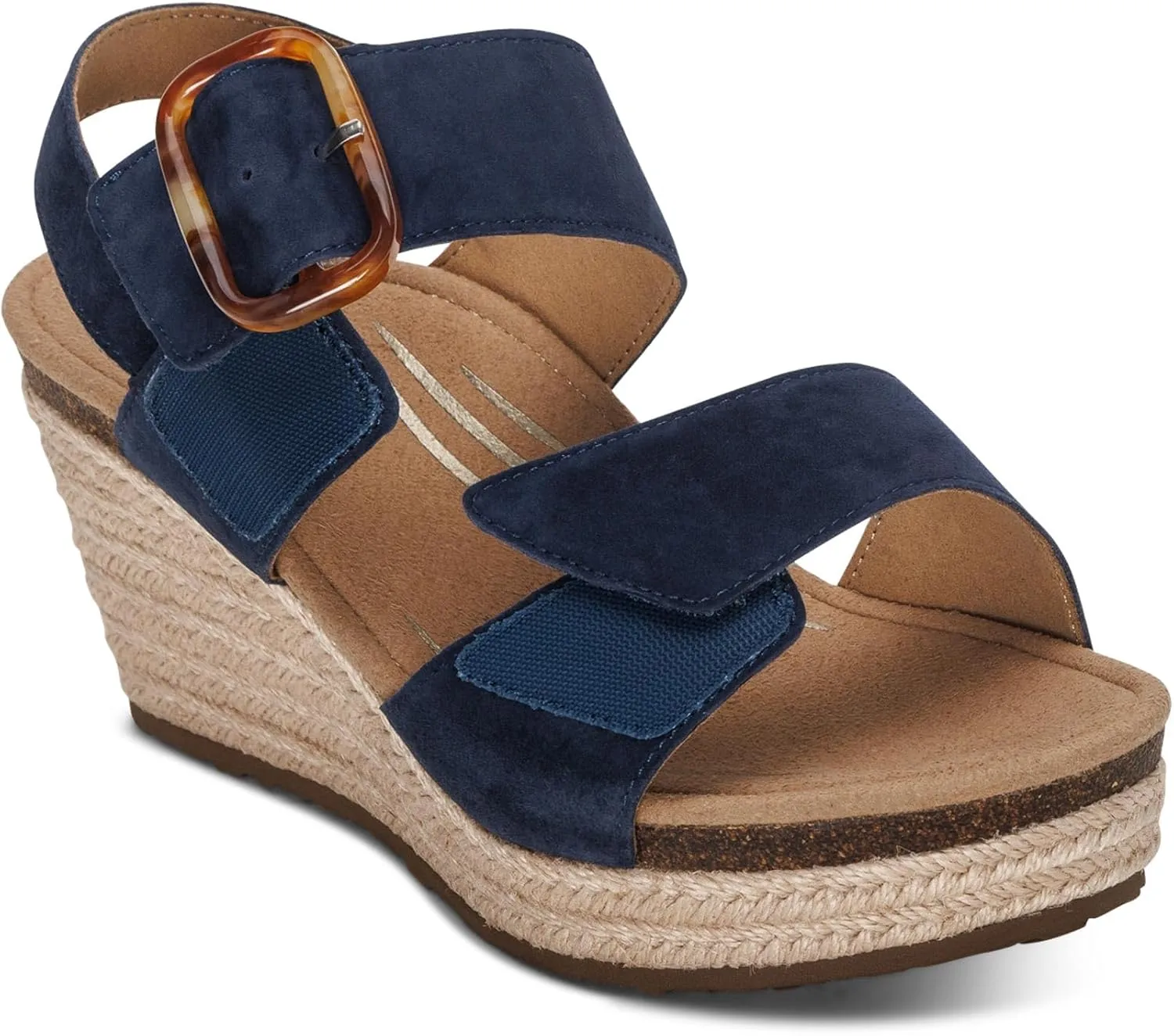Aetrex Women's Ashley Orthopedic Sandals- Suede Wedge Arch Support Sandals