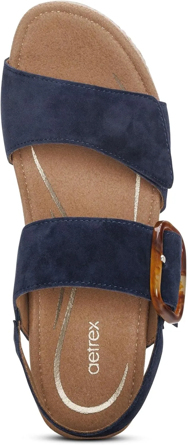 Aetrex Women's Ashley Orthopedic Sandals- Suede Wedge Arch Support Sandals