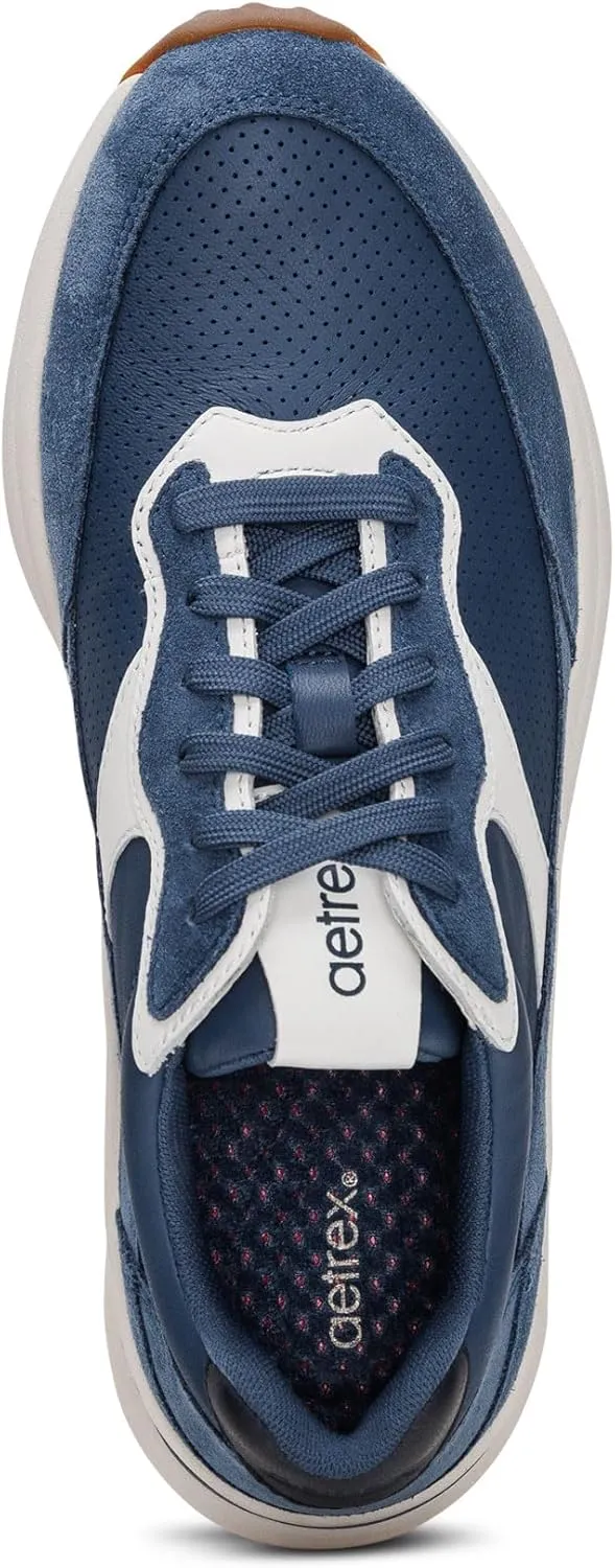 Aetrex Women's Emily Orthopedic Plantar Fasciitis Relief Arch Support Inserts Shoes - Adjustable Lace-Up Leather Sneakers for Women