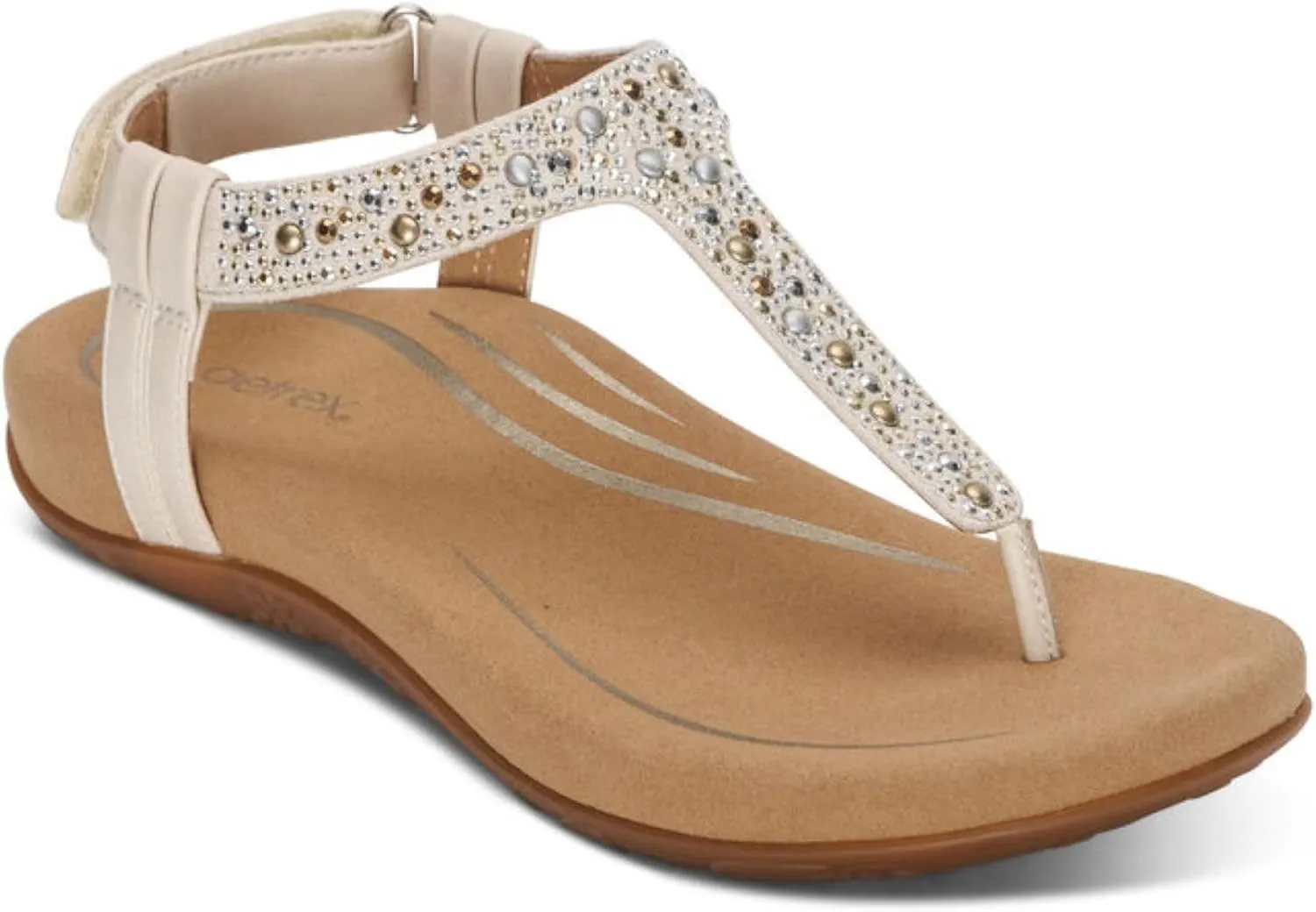 Aetrex Women's Marni Orthopedic Adjustable Slingback Thong Sandals - Arch Support T-Strap Sandals