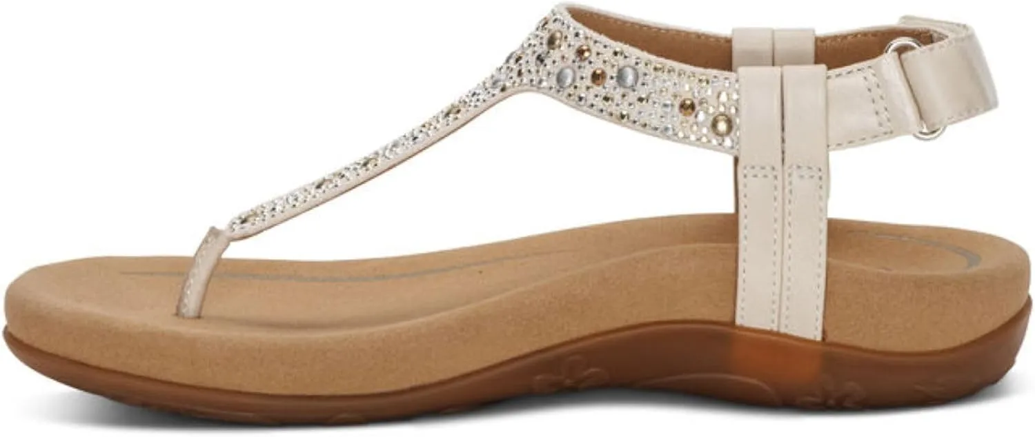 Aetrex Women's Marni Orthopedic Adjustable Slingback Thong Sandals - Arch Support T-Strap Sandals