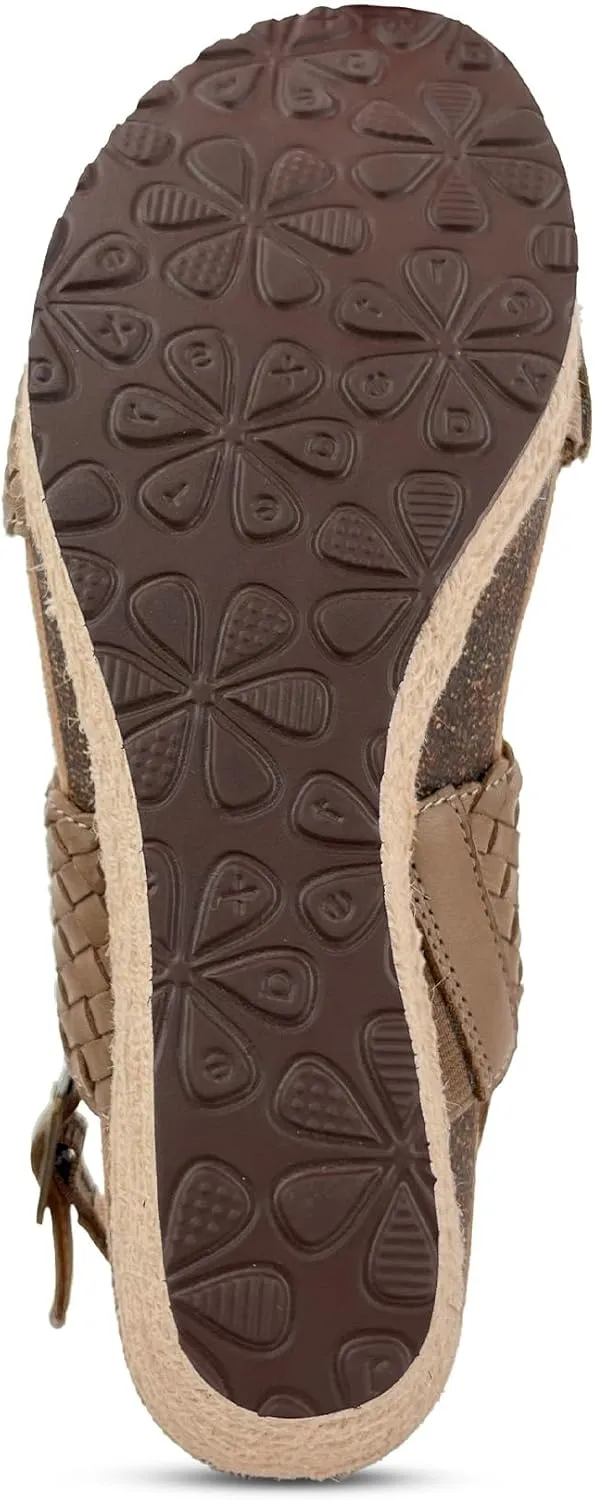 Aetrex Women's Summer Orthopedic Woven Quarter Strap Wedge Sandals - Arch Support Jute Wrapped Platform Wedge Sandals