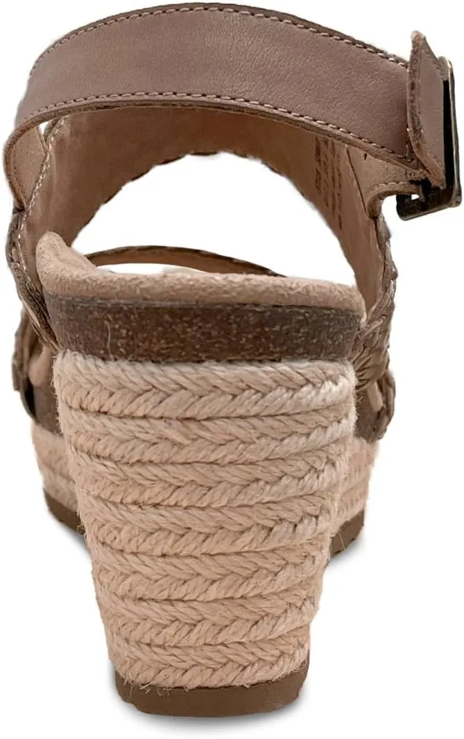 Aetrex Women's Summer Orthopedic Woven Quarter Strap Wedge Sandals - Arch Support Jute Wrapped Platform Wedge Sandals