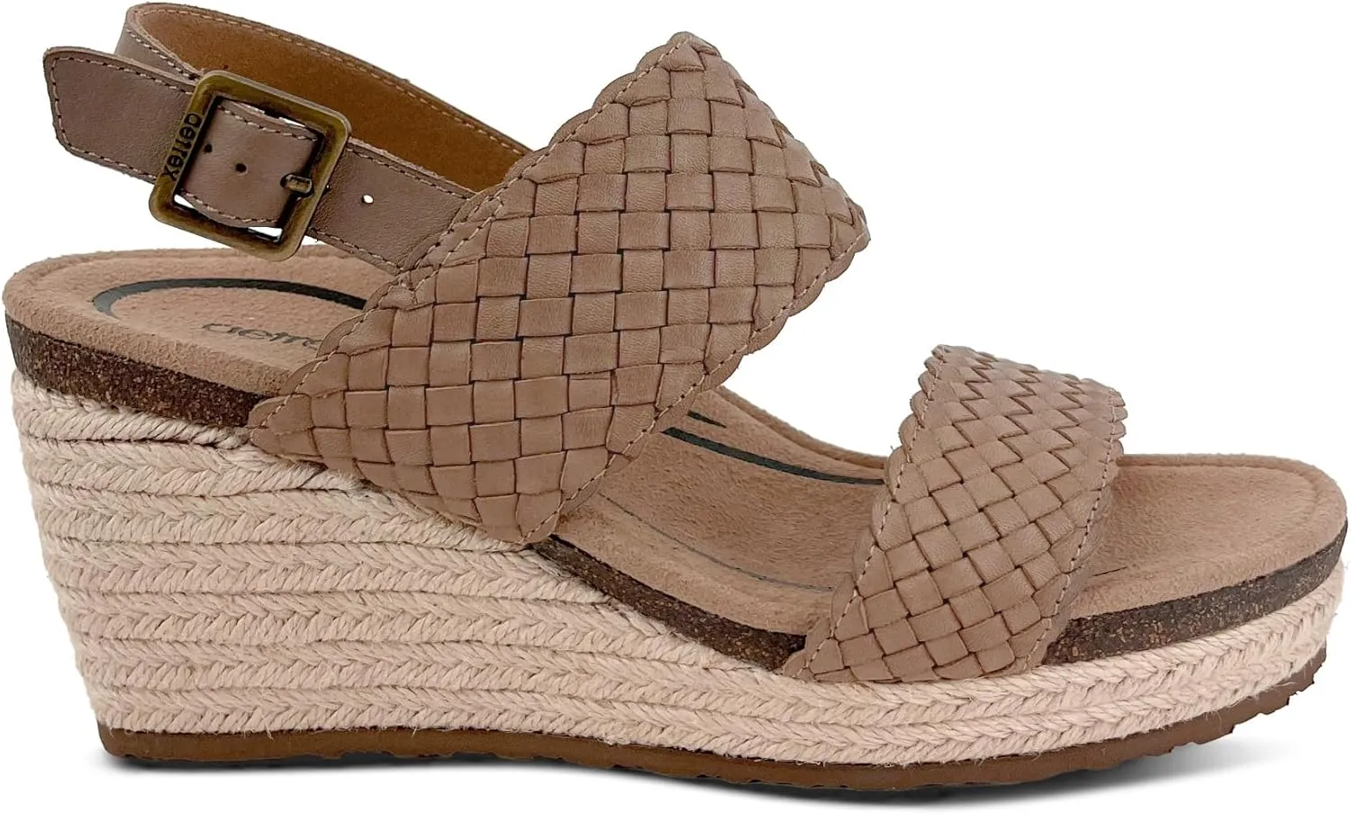 Aetrex Women's Summer Orthopedic Woven Quarter Strap Wedge Sandals - Arch Support Jute Wrapped Platform Wedge Sandals