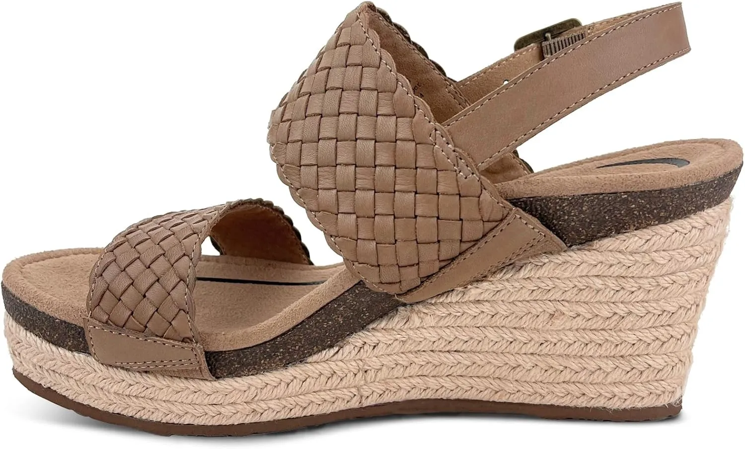 Aetrex Women's Summer Orthopedic Woven Quarter Strap Wedge Sandals - Arch Support Jute Wrapped Platform Wedge Sandals