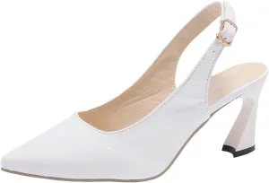 AMDBEL Summer Sandals for Women 2024, Pointed Toe Adjustable Strap Buckle Slingback Sandals Solid Color Fashion Sandals