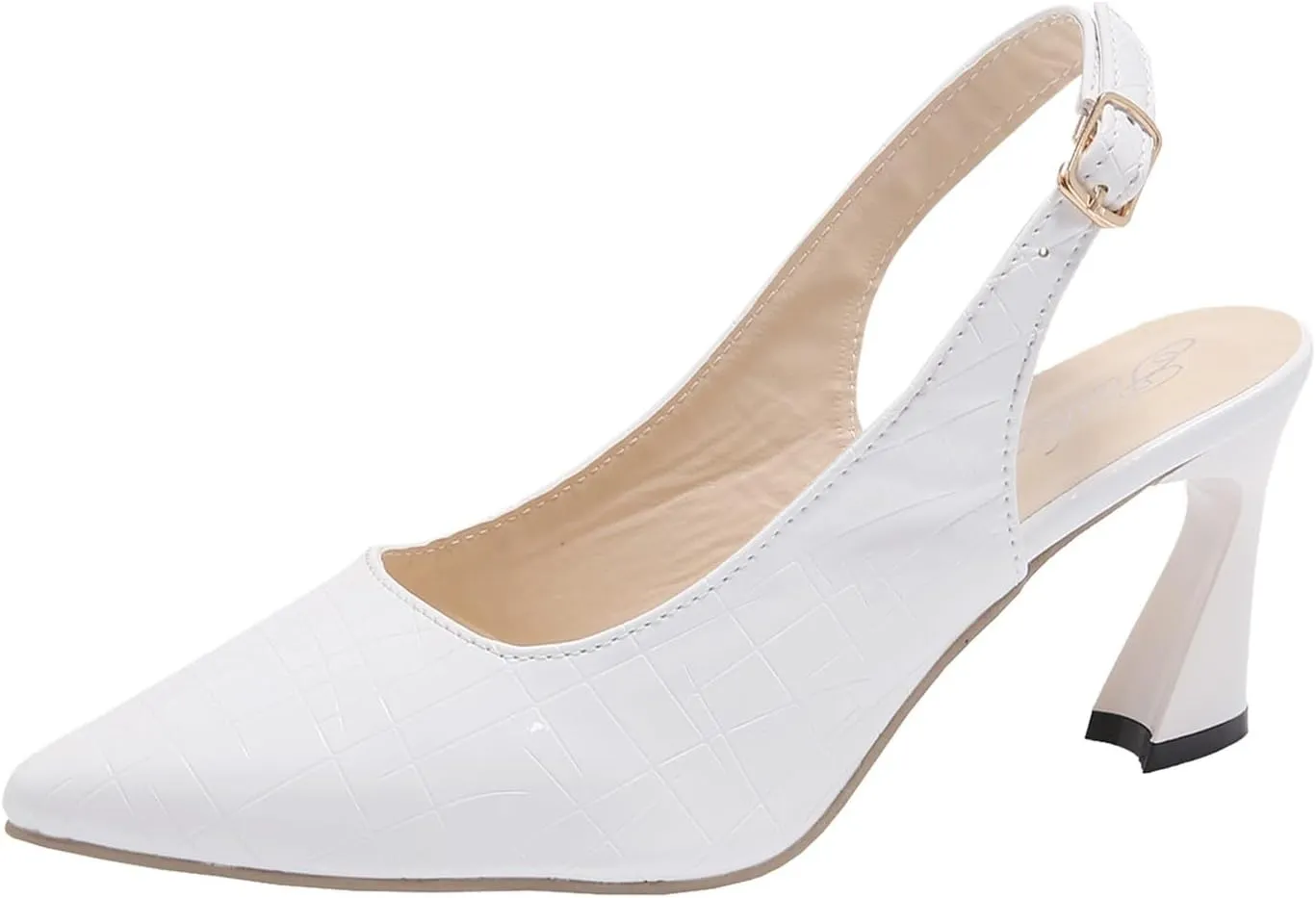 AMDBEL Summer Sandals for Women 2024, Pointed Toe Adjustable Strap Buckle Slingback Sandals Solid Color Fashion Sandals