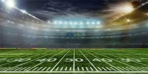 AOFOTO 15x8ft Stadium Background Football Competition Site Grassland Bleachers Night Scene Photography Backdrop Athletic Contest Soccer Players Gathering Events Video Display Vinyl Photo Booth Prop
