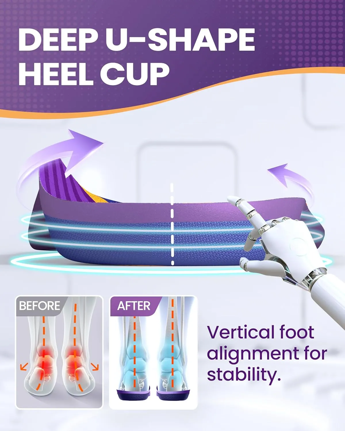 Arch Inserts, QBK Shoe Comfort Inserts Women and Men Suitable for Flat Feet, High Arch, Use for Walking, Hiking M