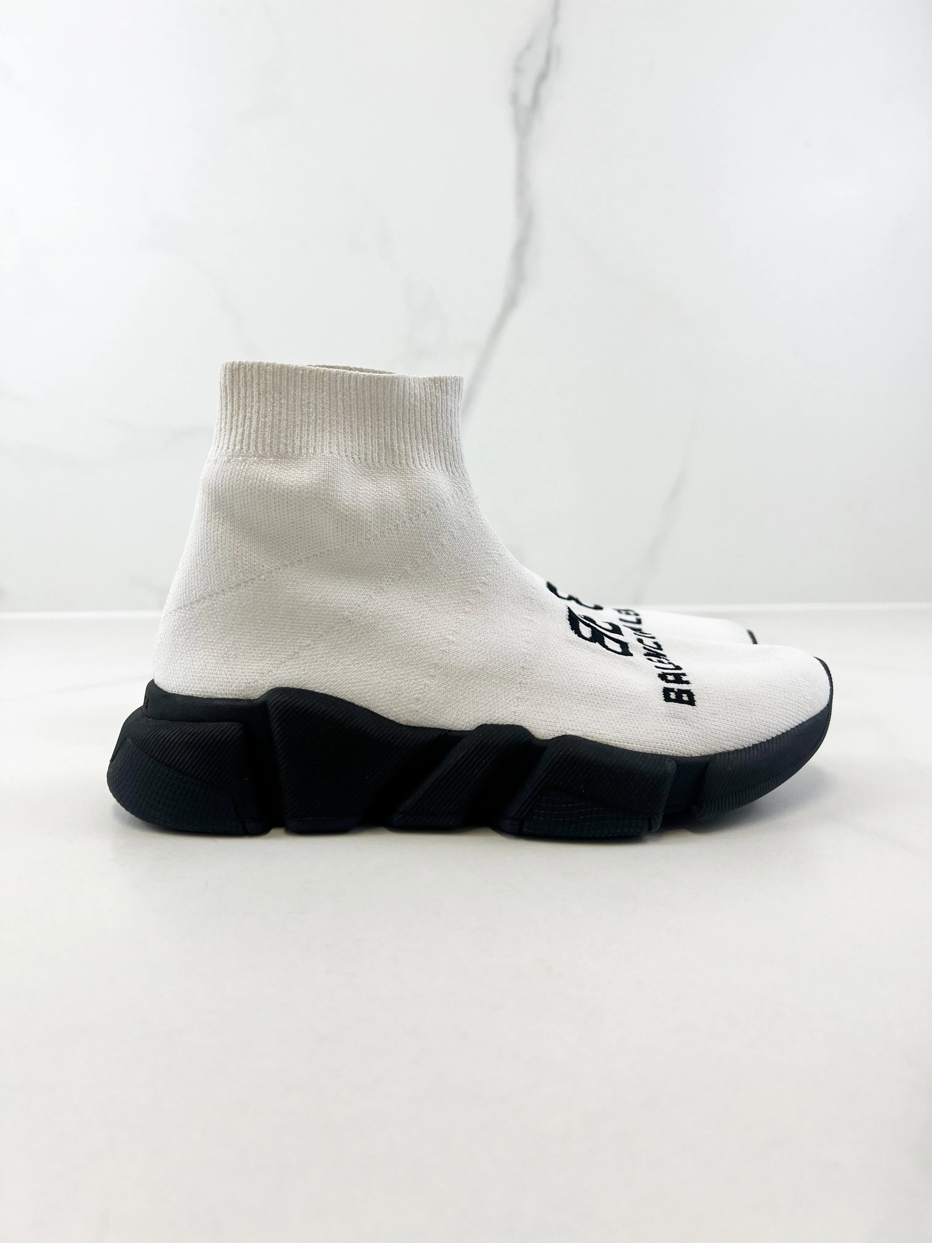 Balenciaga Logo White Knit Sneaker Size 35