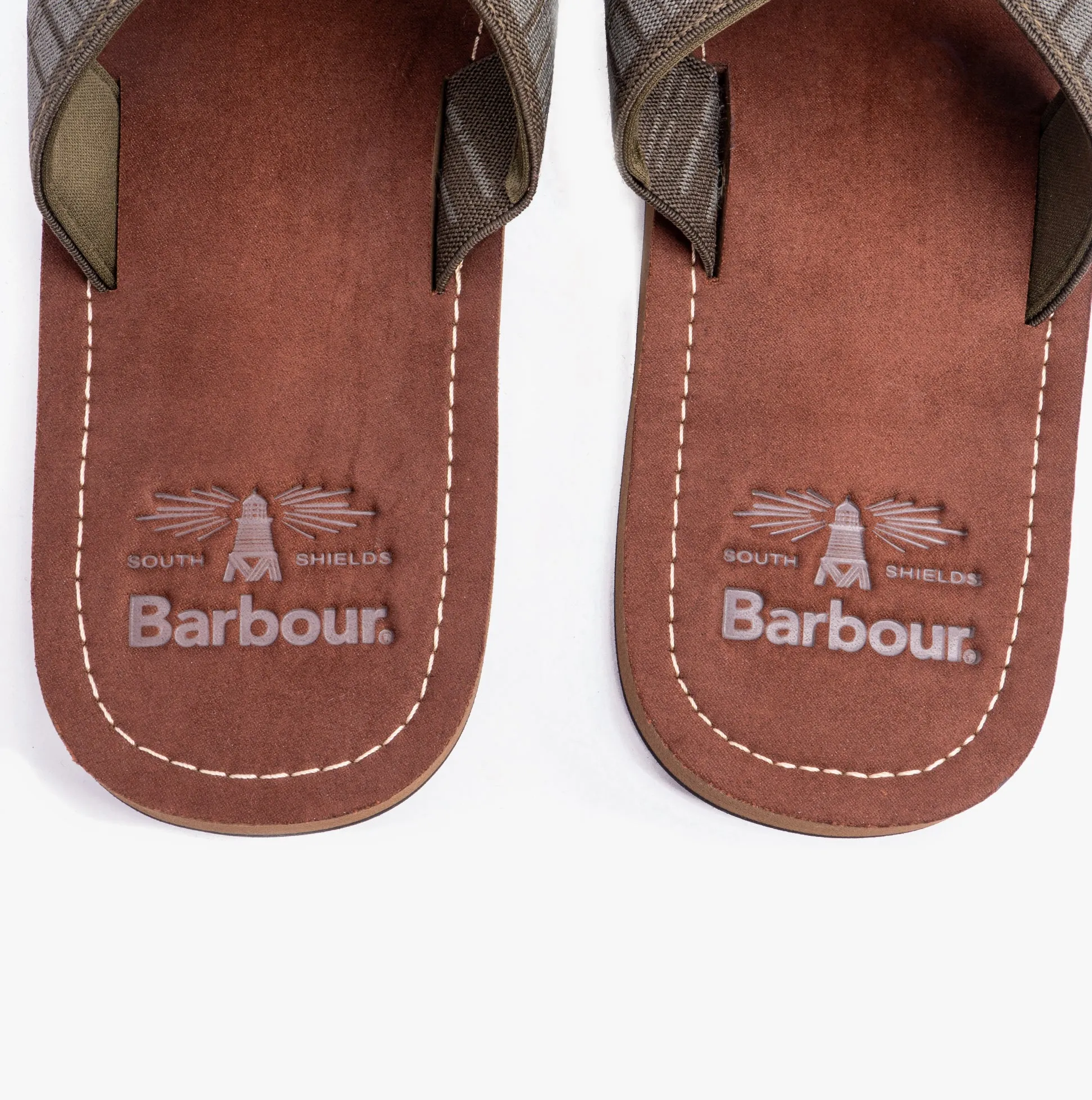 Barbour TARTAN Mens Cross-Strap Sandals Olive Tartan