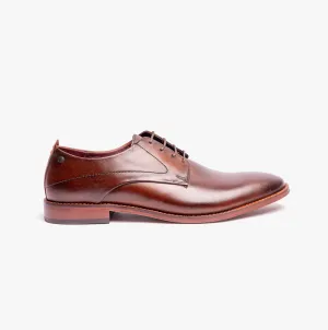 Base London SCRIPT Mens Leather Derby Shoes Brown