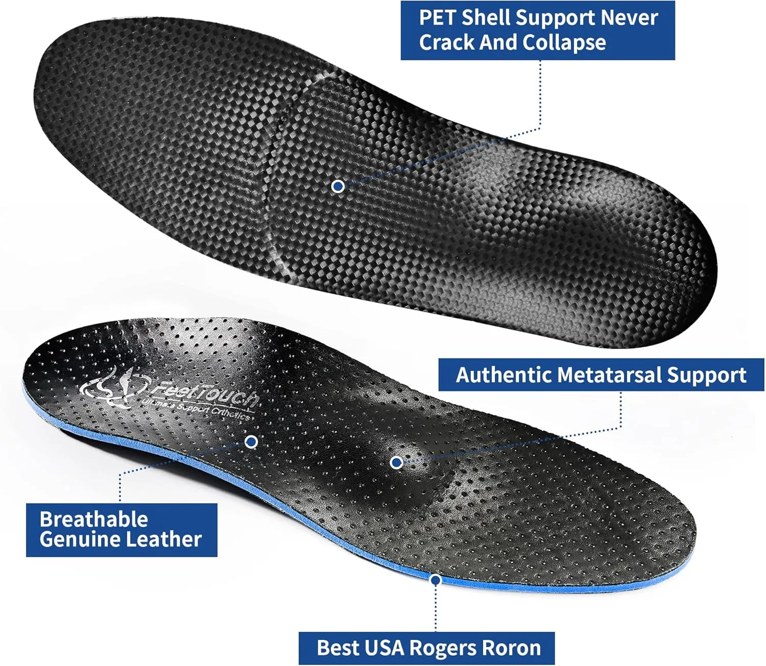 Best Genuine Leather Original Metatarsalgia Orthotics Strong Arch Support PORON Inserts Carbon Fiber PU Ball of Foot Insoles Relieve Morton's Neuroma Pain with Metatarsal Pad