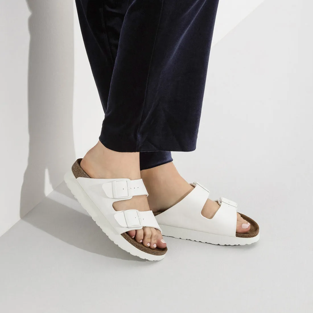 Birkenstock Arizona Platform in White Birko-flor