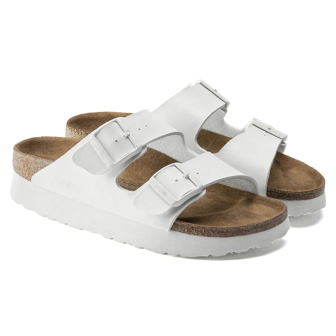 Birkenstock Arizona Platform in White Birko-flor