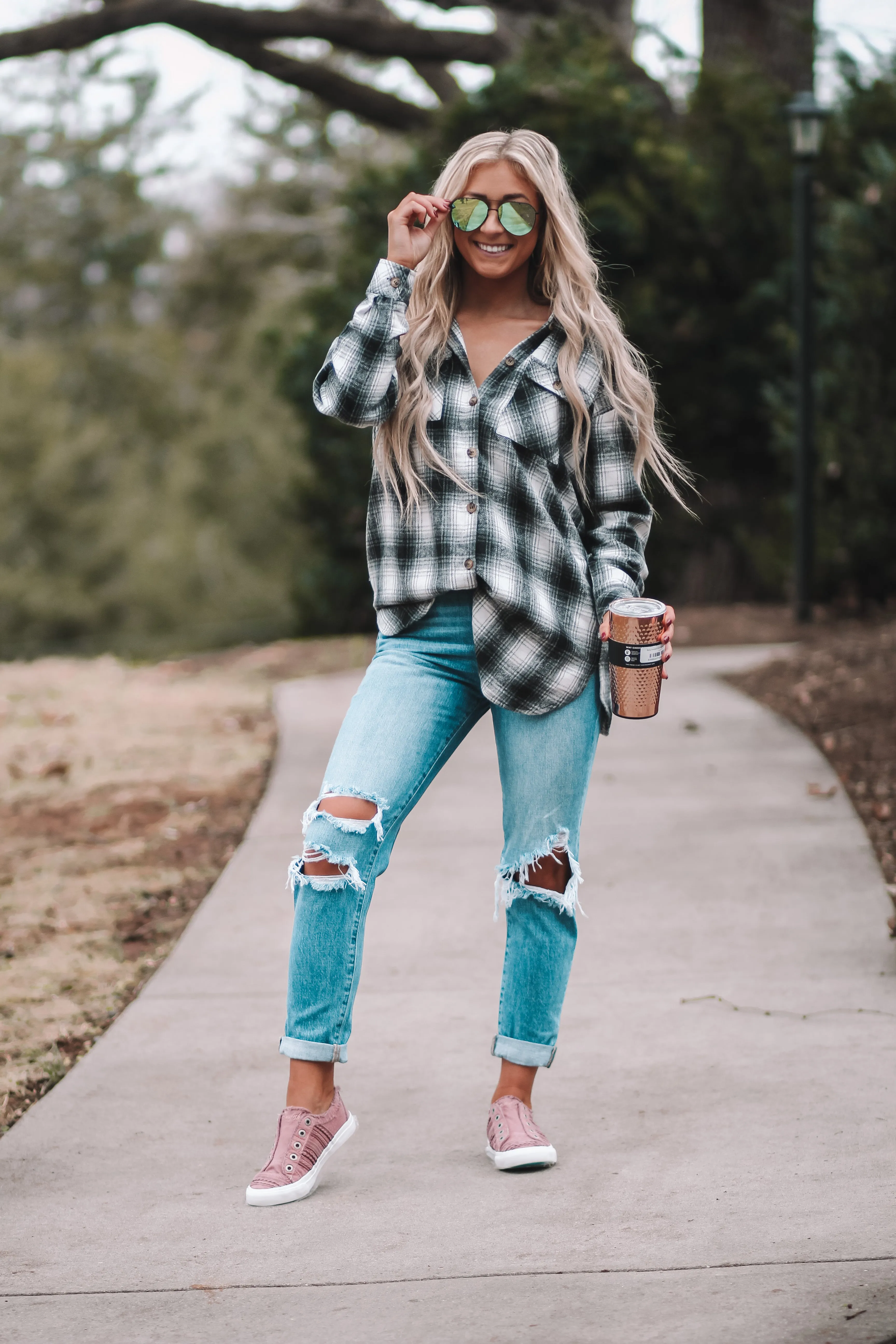 Black & Ivory Plaid Brushed knit Flannel