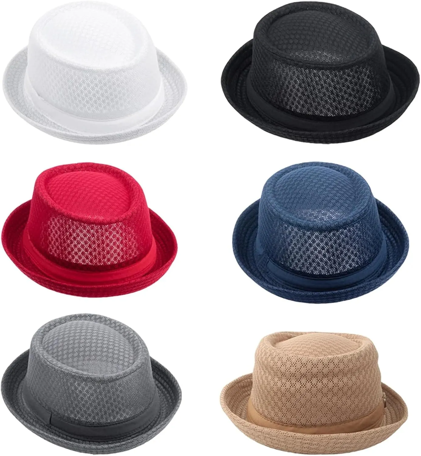 Boater Derby for Men Women Soft Hat Summer Mesh Straw Pork Pie Hat