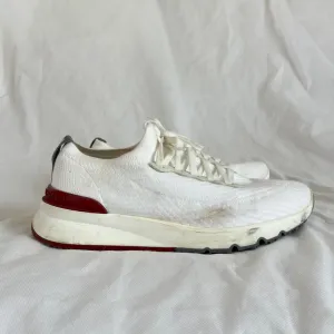 Brunello Cucinelli White Knit Lace Up Sneaker Shoes, 43