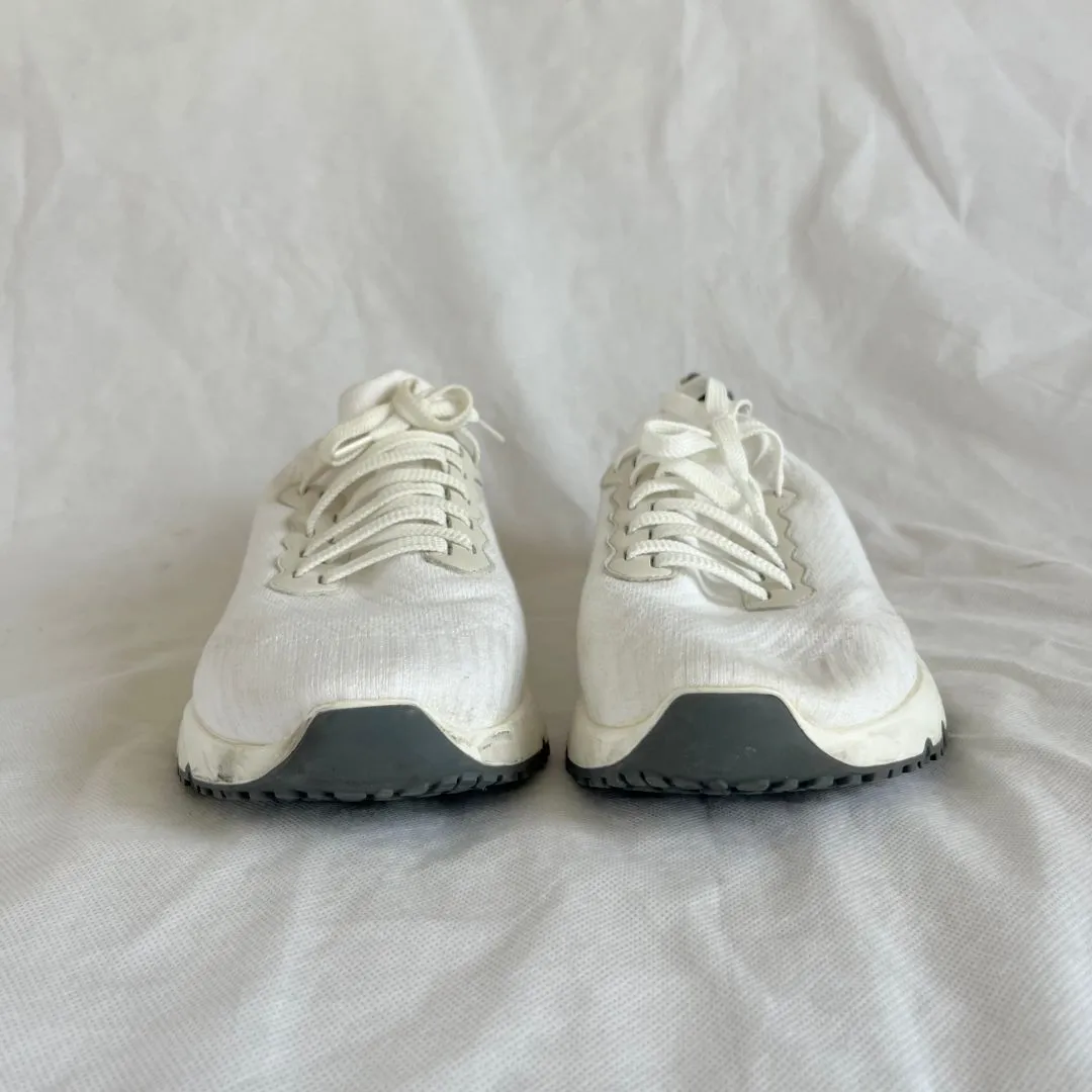Brunello Cucinelli White Knit Lace Up Sneaker Shoes, 43