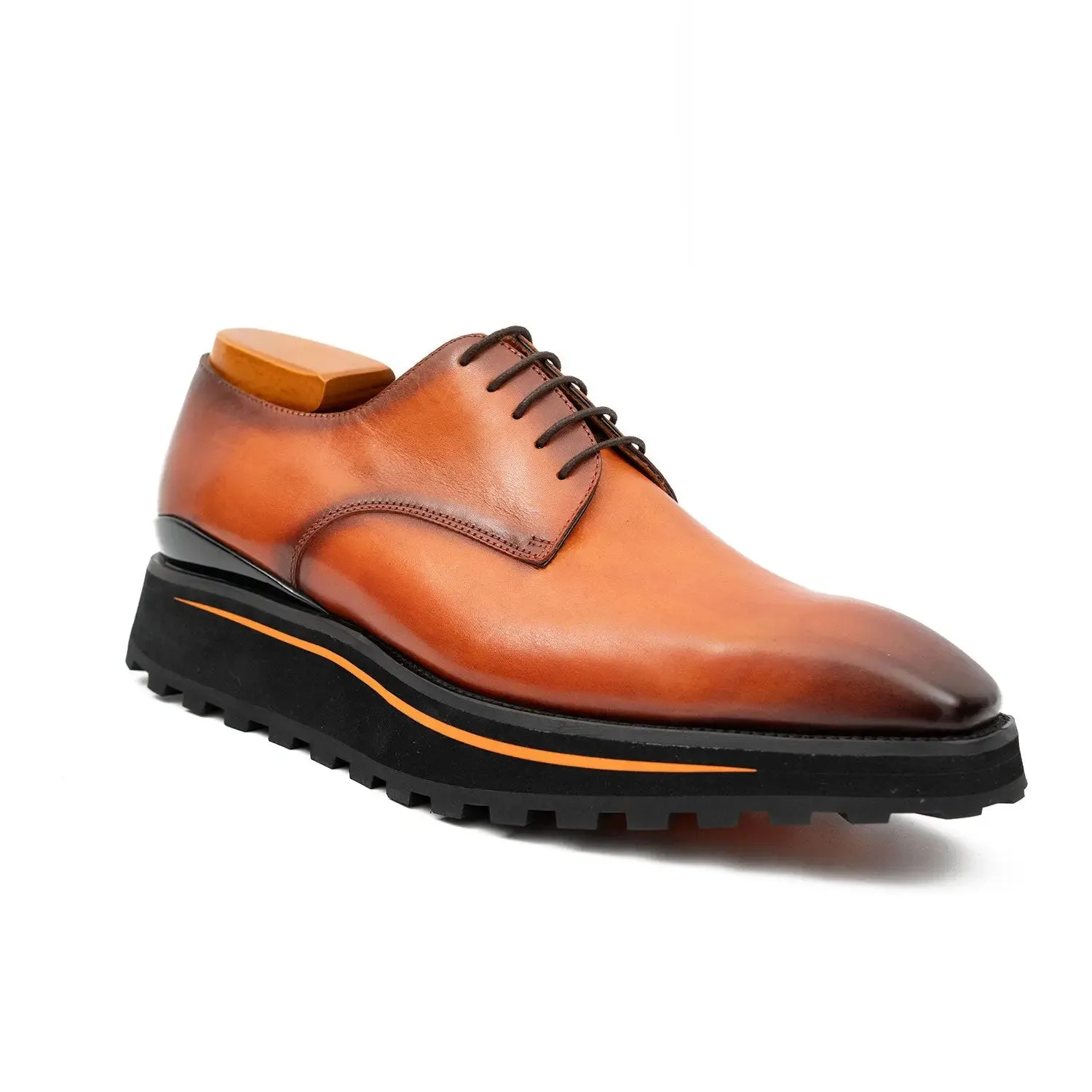Calf leather business dress derby shoes Brown