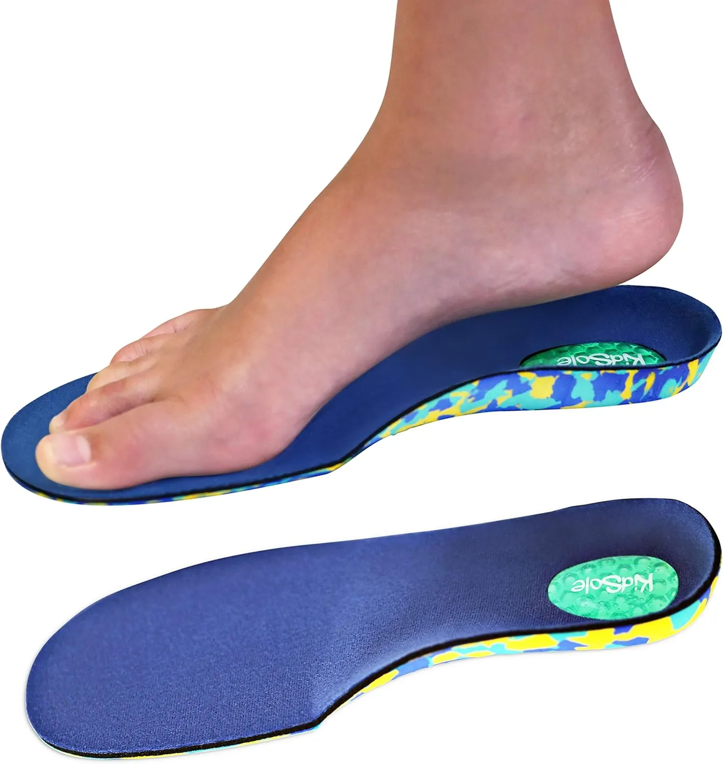 Camo Comfort Childrens Insoles for Kids with Flat Feet Who Need Arch Support by KidsSole (Toddler Sizes 5-9)