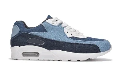 Cape Robbin Selene Lace Up Flat Lightweight Women Sneakers-Denim