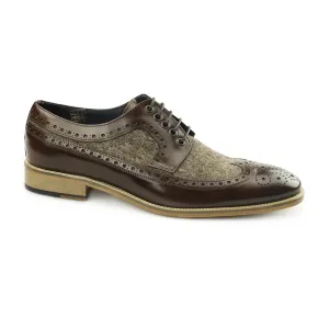Carvelos CATANIA Mens Leather Tweed Brogues Brown/Brown