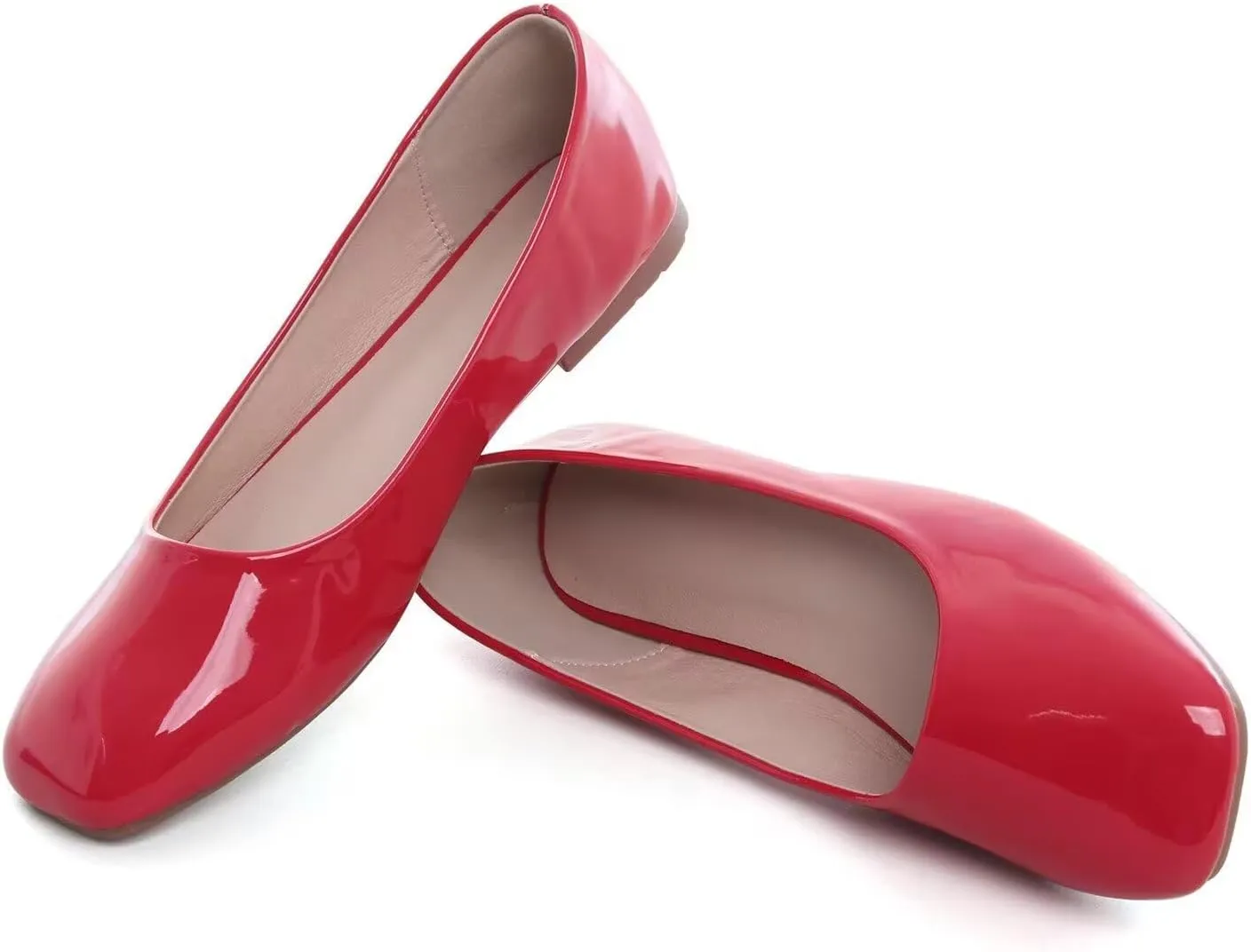 ChaiRong Zhou Women Square Toe Ballets Flats Comfort Slip On Walking Shoes for Driving