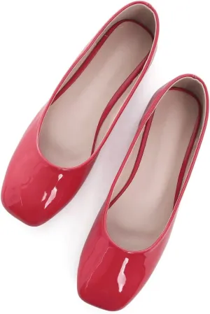 ChaiRong Zhou Women Square Toe Ballets Flats Comfort Slip On Walking Shoes for Driving