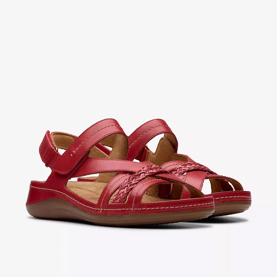 Clarks Women's Cecily Strap Red Leather 26181426