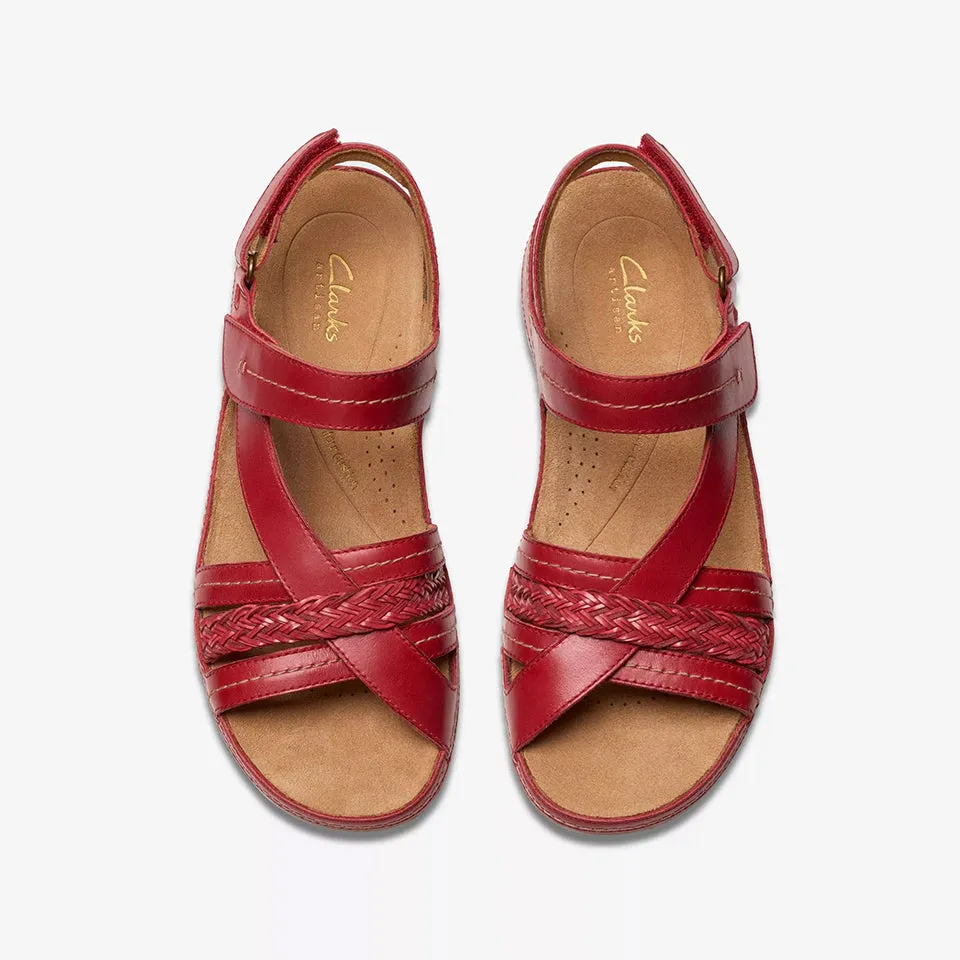 Clarks Women's Cecily Strap Red Leather 26181426