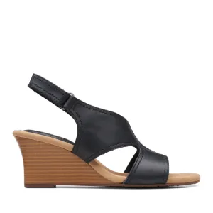 Clarks Women's Kyarra Aster Black Leather | Sand Metallic