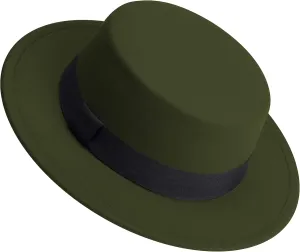 Classic Fedora Hat Flat Top Hat Felt Pork Pie Hat Wide Brim Church Derby Cap for Women and Men