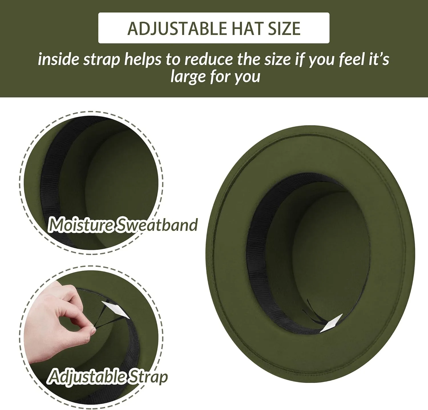 Classic Fedora Hat Flat Top Hat Felt Pork Pie Hat Wide Brim Church Derby Cap for Women and Men