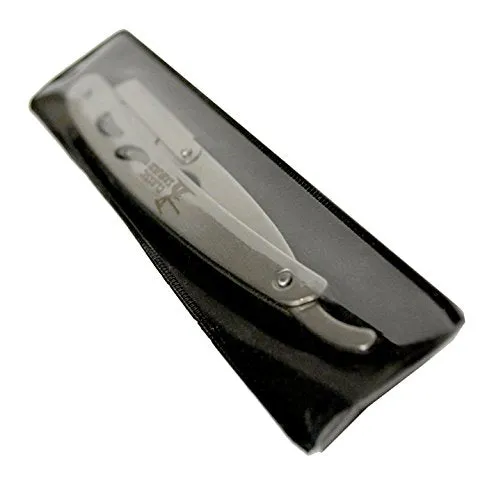 Classic Samurai CS-102 Stainless Steel Professional Barber Straight Edge Razor with 100 Lord Single Edge Razor Blades (Silver Metal)