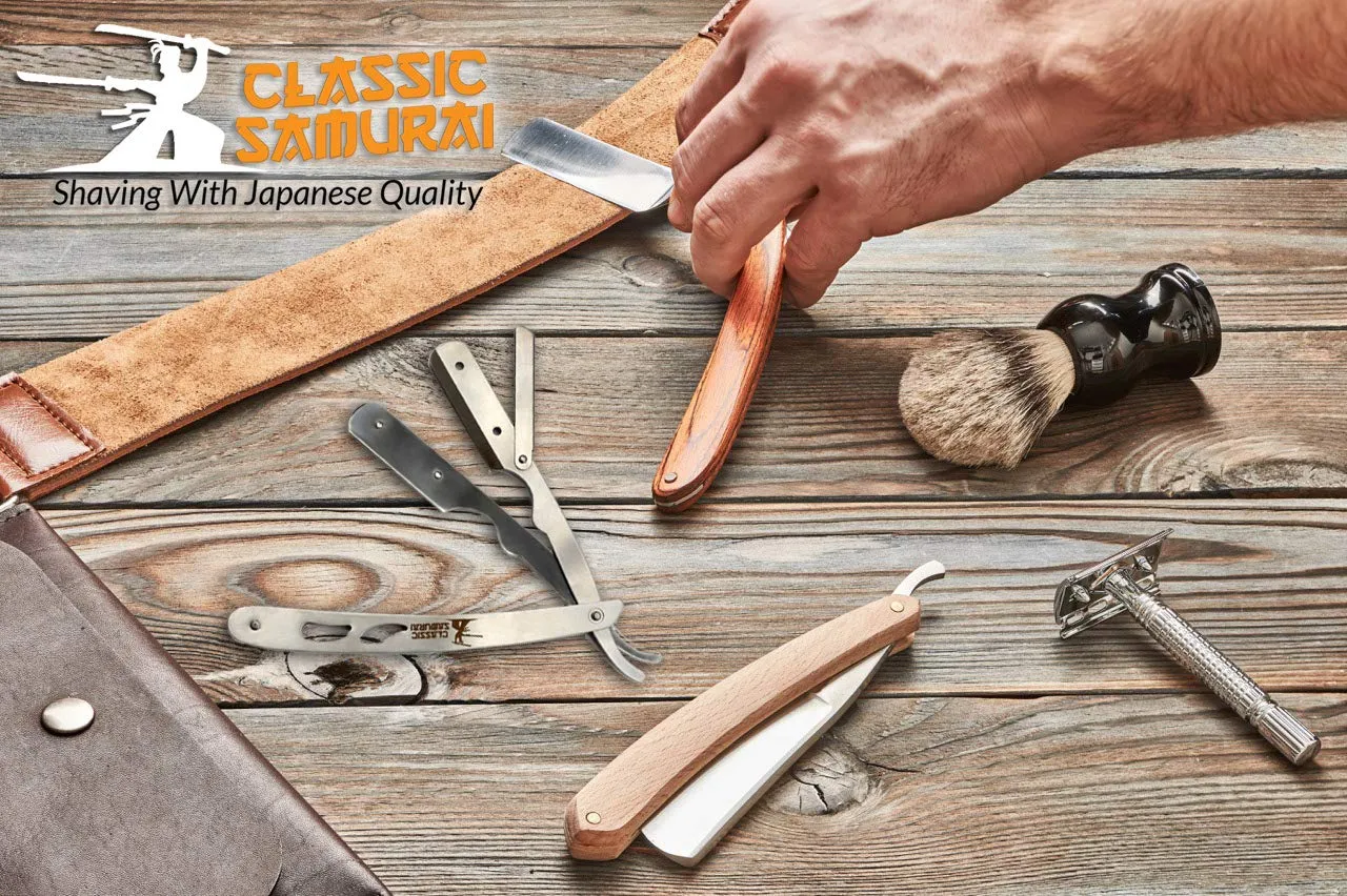 Classic Samurai CS-102 Stainless Steel Professional Barber Straight Edge Razor with 100 Lord Single Edge Razor Blades (Silver Metal)