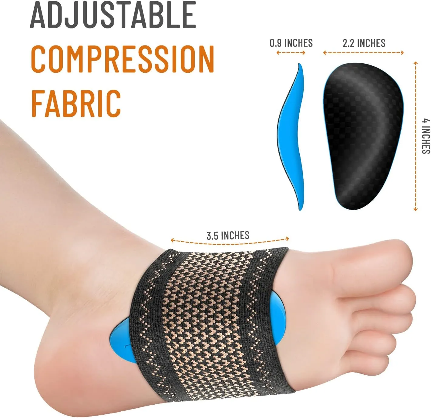 Copper Arch Support with Pad - 2 Plantar Fasciitis Compression Half Socks/Sleeves Relief for Women and Men