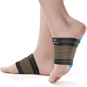 Copper Arch Support with Pad - 2 Plantar Fasciitis Compression Half Socks/Sleeves Relief for Women and Men