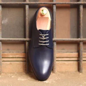 DapperFam Vero in Navy Men's Italian Leather Derby