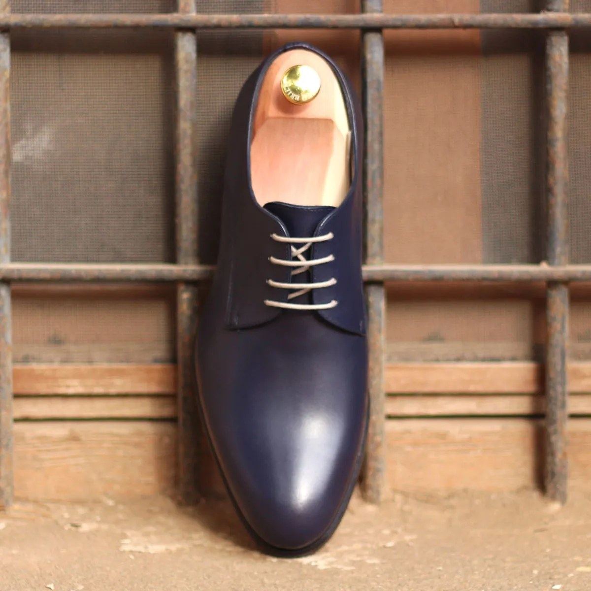 DapperFam Vero in Navy Men's Italian Leather Derby
