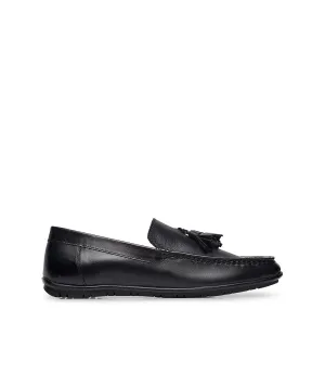 Dark blue leather loafers