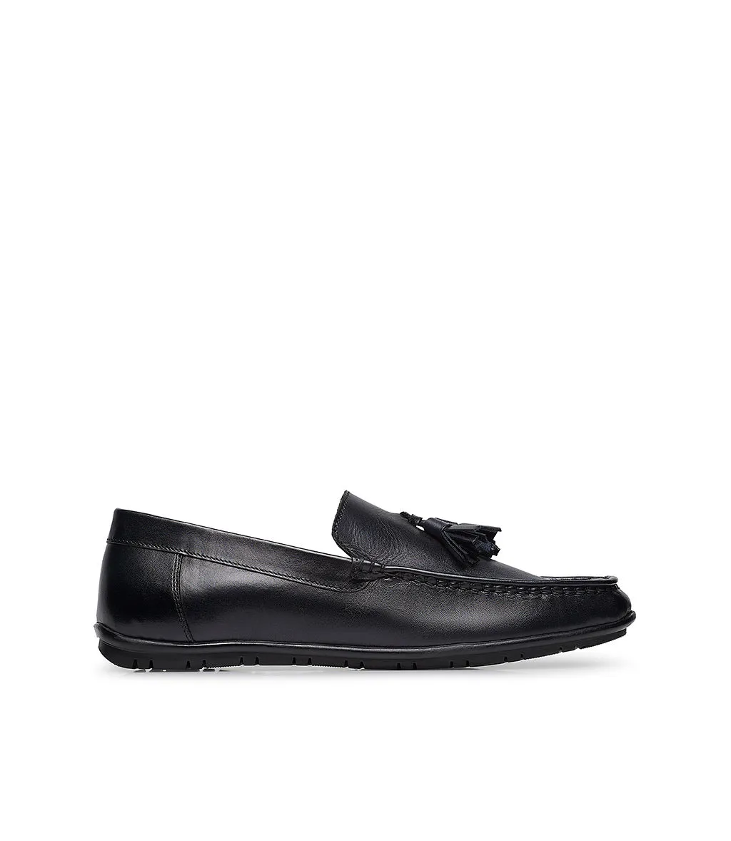 Dark blue leather loafers