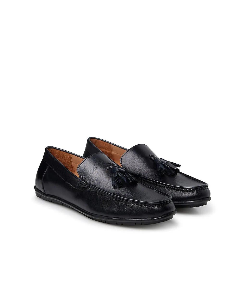 Dark blue leather loafers