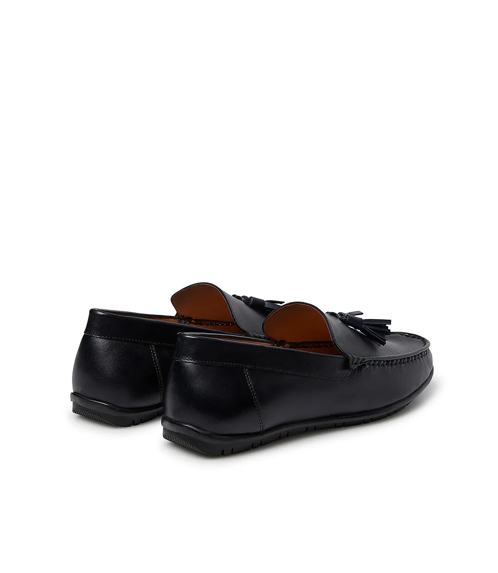 Dark blue leather loafers
